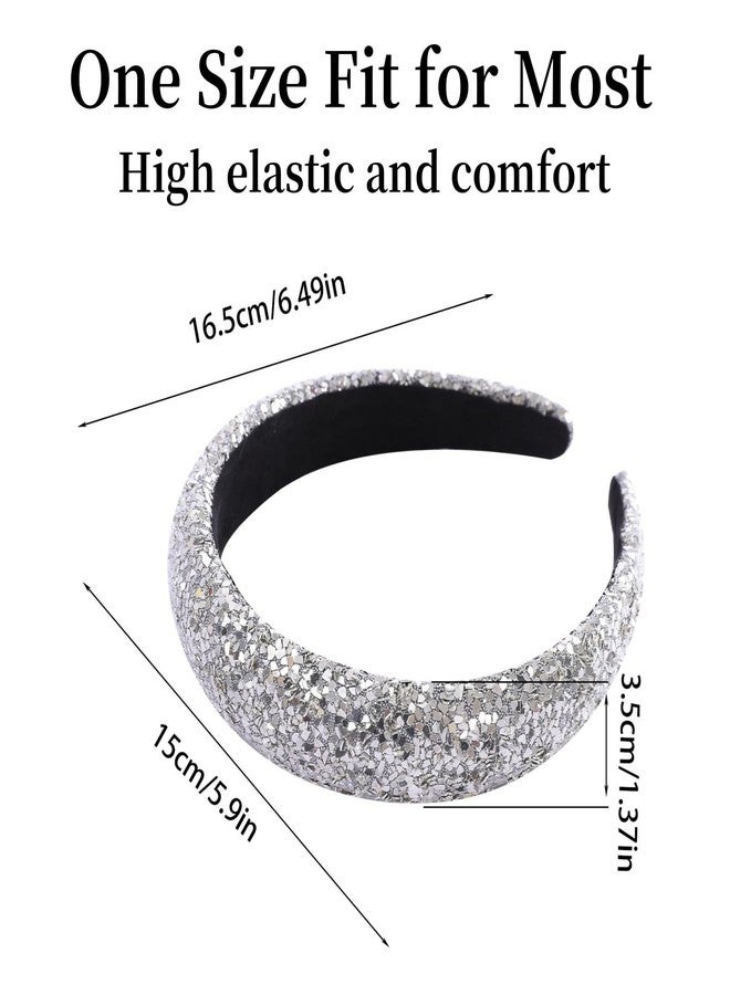 Cutewing Sequin Headbands for Women Girls,2PCS Sparkle Wide Padded Headband Gold Sliver,Fashion Glitter Hairbands Hair Hoops Comfortable for Daily Prom Party Head Accessories - Image 4
